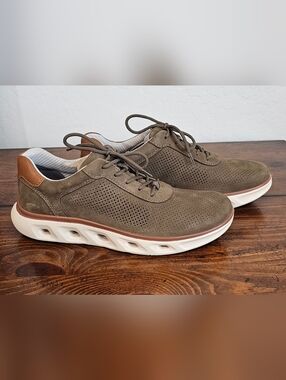 Johnston & Murphy Olive/Taupe Suede Perforated Sneakers w/Tan Accent Men's Sz 8